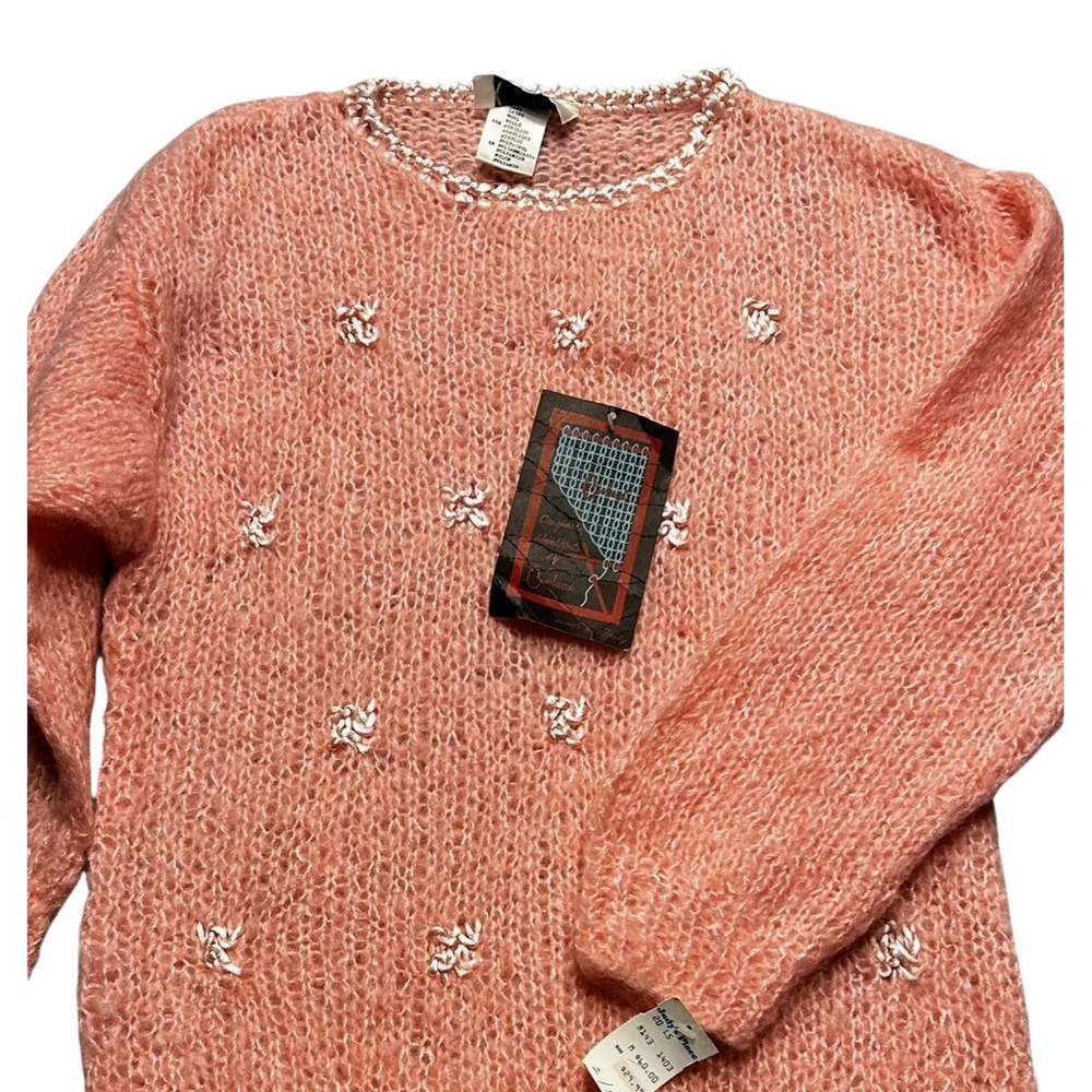 Carducci Hand Knit Sweater Womens M Pink Wool‎ Blend 1403 Made in Italy Coquette